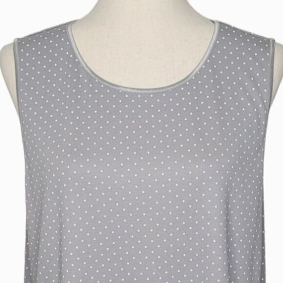 CJ Banks Gray Polka Dot 100% Cotton Stretch Knit Tank Top Size 1X - Picture 4 of 7